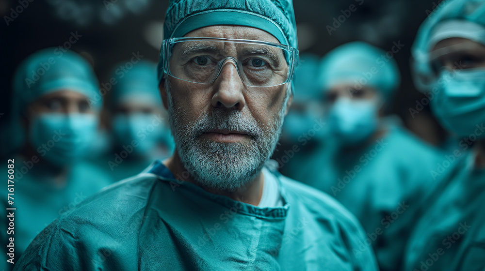 Lead Surgeon Doctor with Surgical Team in Operating Room Lead Surgeon Doctor with Surgical Team in Operating Room