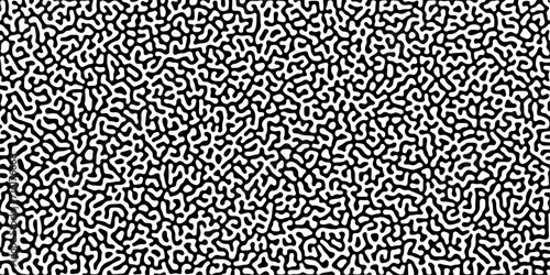 Turing reaction diffusion monochrome seamless pattern with chaotic motion .Linear design with biological shapes. Organic lines in memphis. abstract turing organic wallpaper background .
