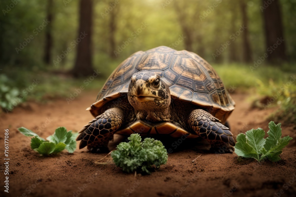 Turtle enjoying nature on a rock in the grass Turtle enjoying nature on a rock in the grass