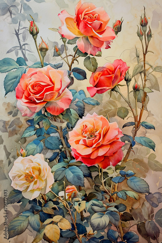 The watercolor painting shows a bouquet of roses. The roses are a symbol of love  passion  and romance.