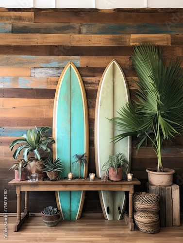 Retro Surf Beach Vibes: Rustic Wall Decor with Surf Shack Vibe © Michael