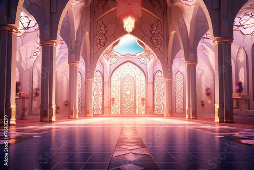 illustration of the interior of a mosque with a beautiful window © MrHamster