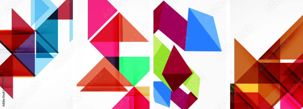 Set of abstract random triangle composition backgrounds. Vector illustration for for wallpaper, business card, cover, poster, banner, brochure, header, website Set of abstract random triangle composition backgrounds. Vector illustration for for wallpaper, business card, cover, poster, banner, brochure, header, website