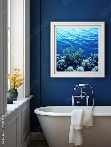 Deep Blue Waters  Sapphire Oceanic Views Framed Print for Oceanic Decor