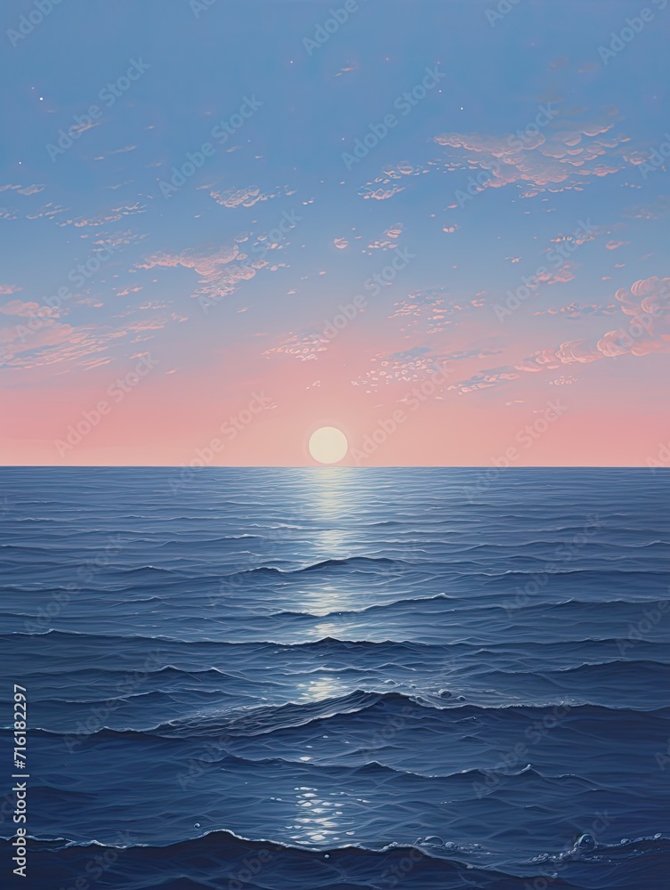 Sapphire Oceanic Twilight: Dusk-Scapes of Serene Sapphire Oceans