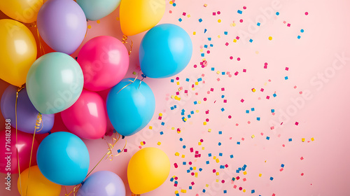 Colorful balloons and confetti bring a sense of joy and celebration to this festive party scene