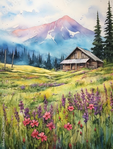 Secluded Mountain Cabins Wall Art � Rustic Cabin Decor & Nature Artwork