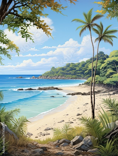 Serendipitous Island Beaches  Captivating Artwork Embodying Island Vibes and Sandy Stretches