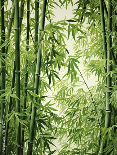 Serene Bamboo Grove  Botanical Wall Art with  Detailed Bamboo Leaf Patterns   Nature Elements