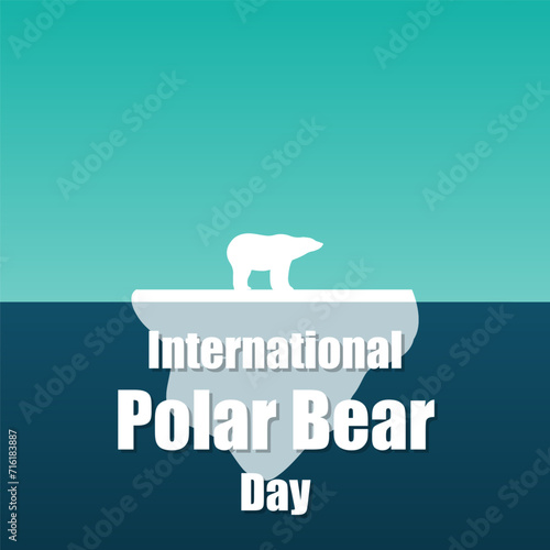 Polar Bear Day International on an iceberg, vector art illustration.