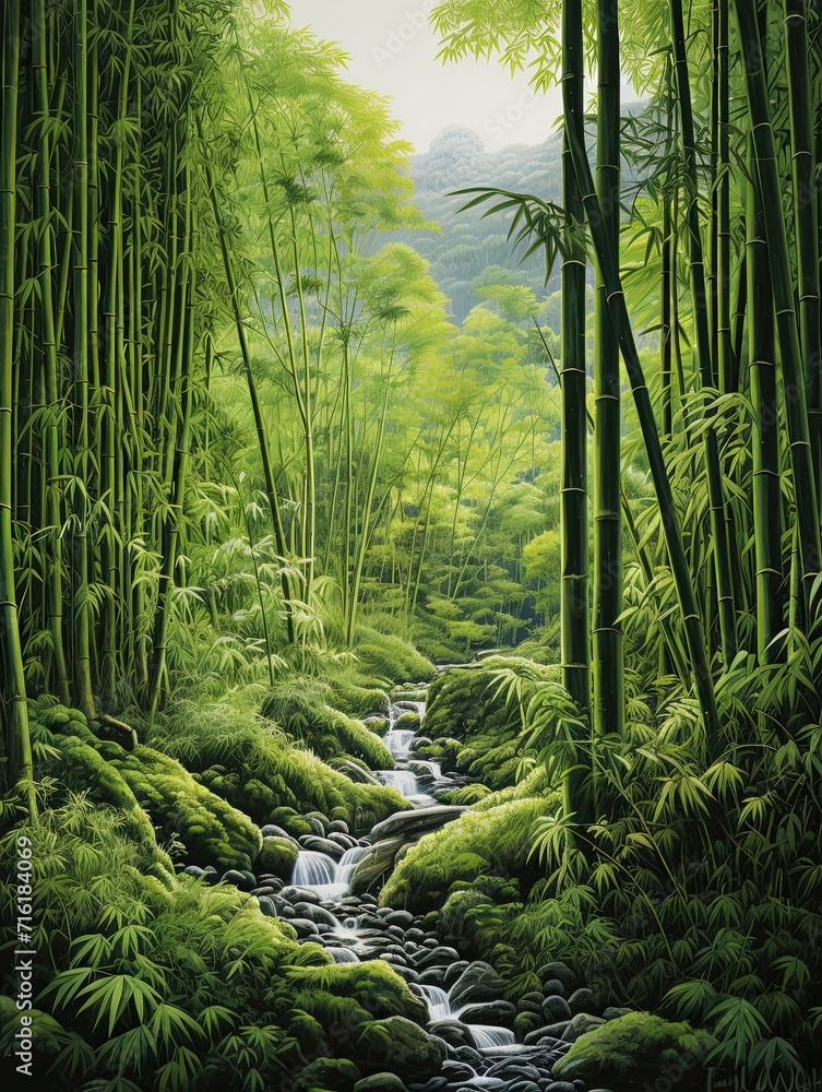 Obraz premium Majestic Bamboo Valleys: Rolling Hills of Serene Beauty
