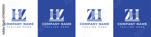 Letters HZ and ZH Pillar Logo Set, suitable for business with HZ and ZH related to Pillar