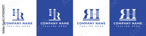 Letters HR and RH Pillar Logo Set, suitable for business with HR and RH related to Pillar