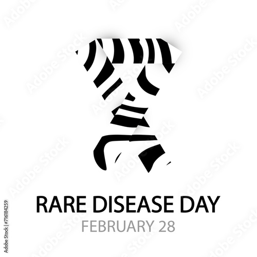 Rare Disease Day zebra ribbon, vector art illustration. photo