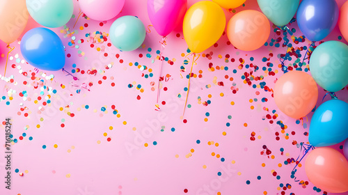 Colorful balloons and confetti add a festive touch to the party  while vibrant food coloring  sweet candy  and delectable confectionery complete the celebratory scene