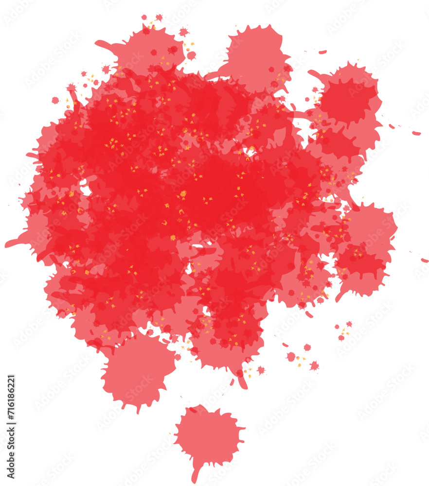 Red ink splashes. Vector red ink splatter background. 11:11