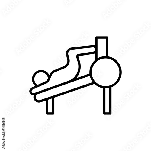 Leg press outline icons, minimalist vector illustration ,simple transparent graphic element .Isolated on white background