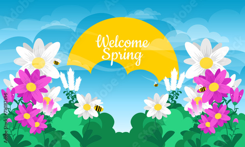 flat floral spring background