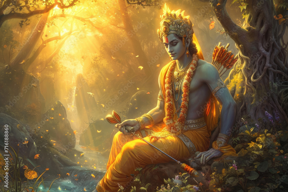 Lord Ram in forest creative concept - obrazy, fototapety, plakaty 
