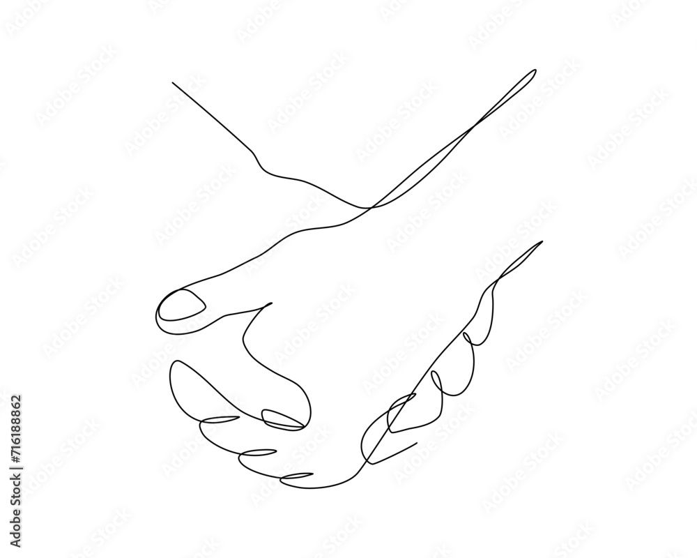 Continuous line art of Romantic couple holding hands in editable lineart vector illustration. Continuous line art of Romantic couple holding hands in editable lineart vector illustration.