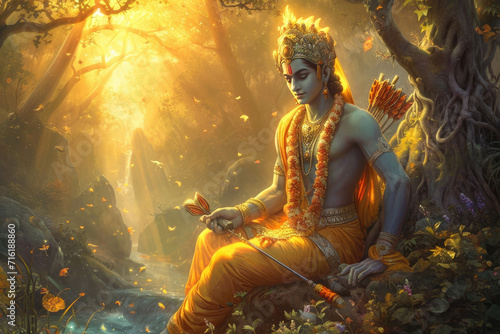 Lord Ram in forest creative concept photo