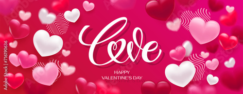 Love lettering. Hand drawn word Love. Modern calligraphy script love text and banner with heart for Valentine's day.