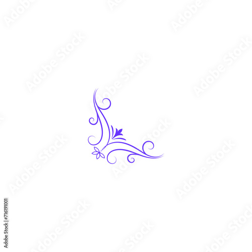 set of vector corner ornaments in purple color ornament