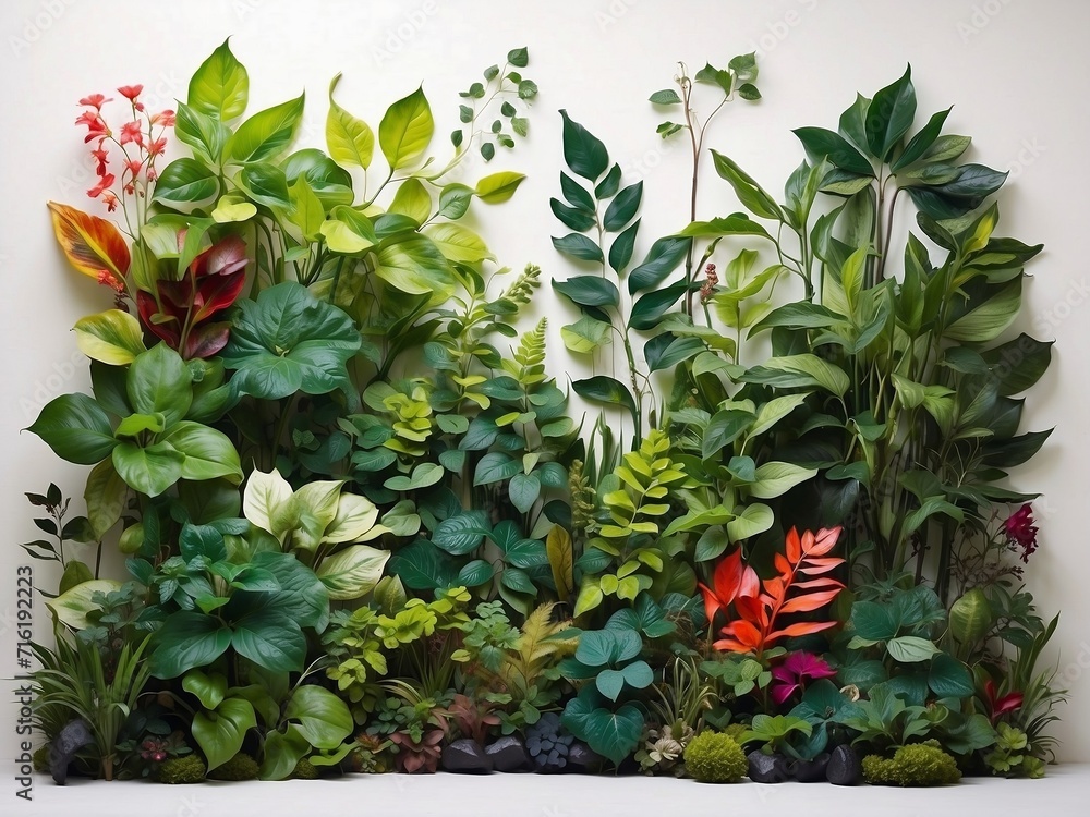 Fototapeta premium A Vibrant and Colorful Garden Against a White Canvas