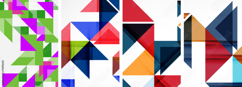 Triangle poster geometric background set Triangle poster geometric background set