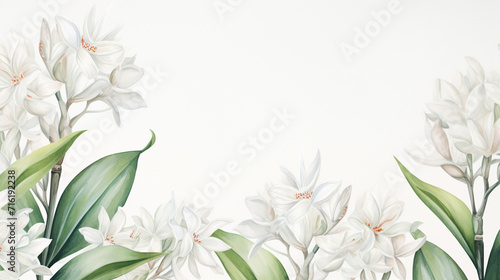 Tuberose flowers on a watercolor background