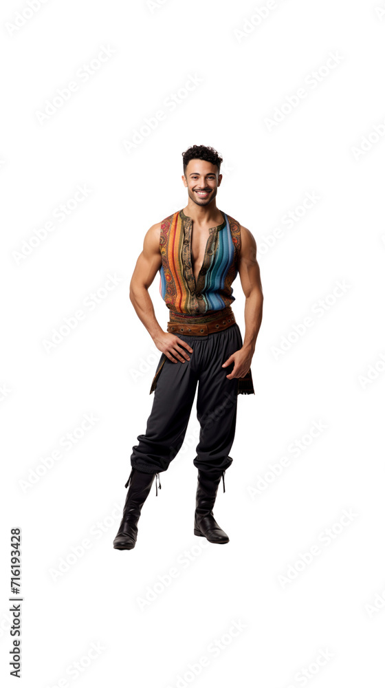 Male merchant standing smiling looking at camera Full body on transparent background Male merchant standing smiling looking at camera Full body on transparent background