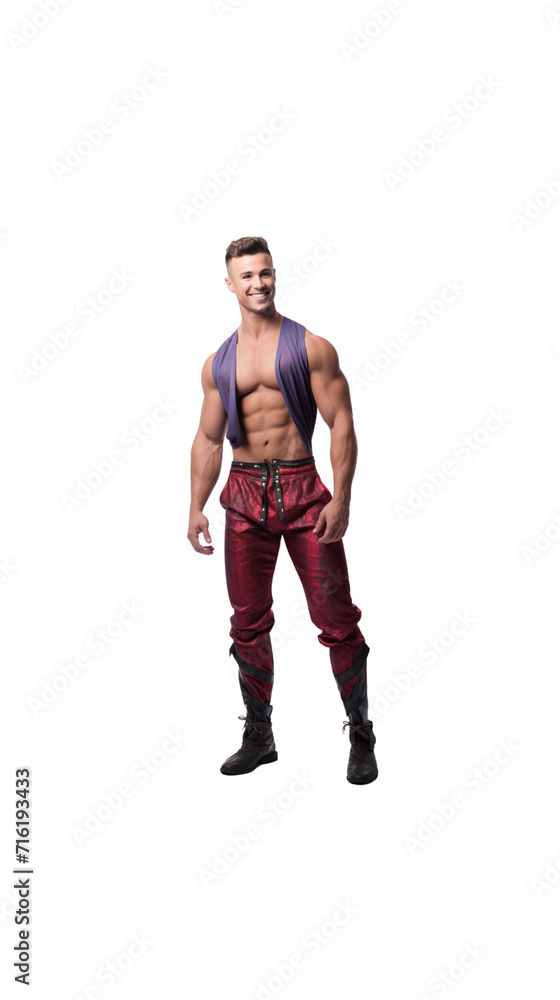 Male dancer standing smiling looking at camera Full body on transparent background Male dancer standing smiling looking at camera Full body on transparent background