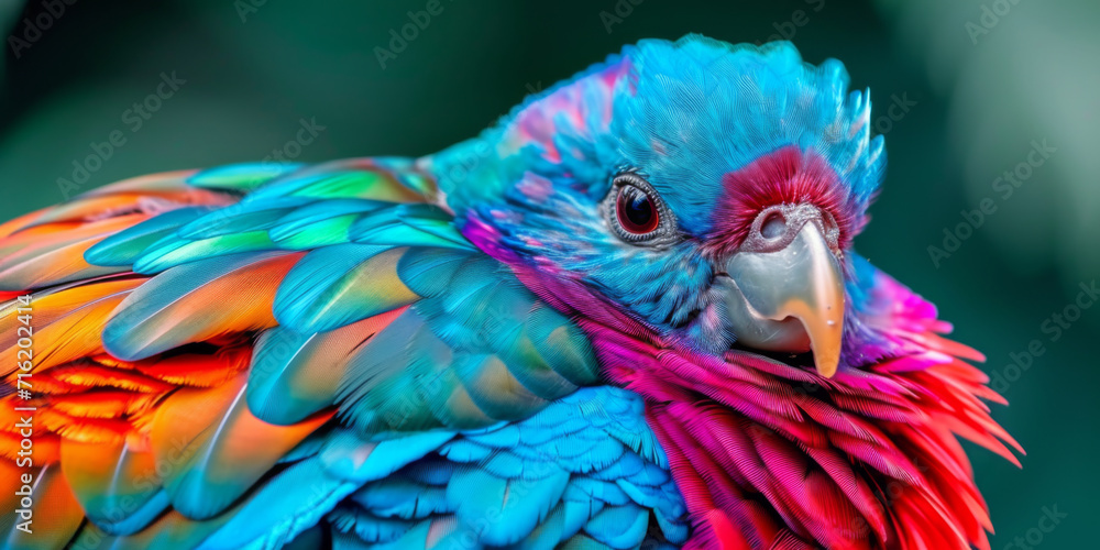 Obraz premium close up of bird with a coating applied to its feathers, generative AI