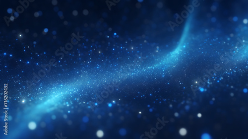 abstract background of many moving small blue particles and lines