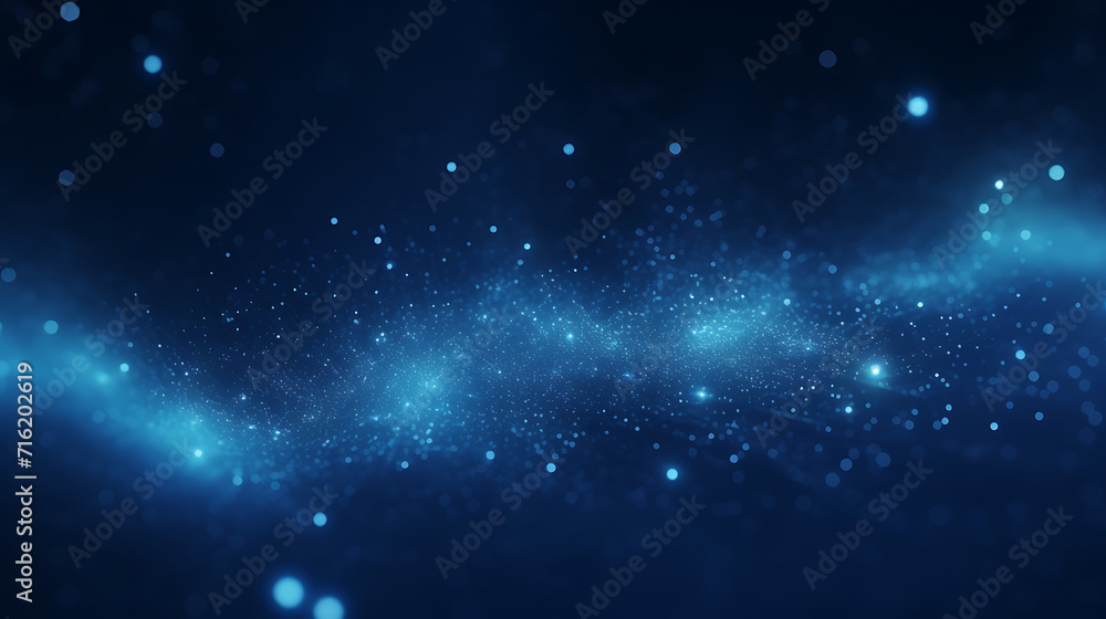 Fototapeta premium abstract background of many moving small blue particles and lines