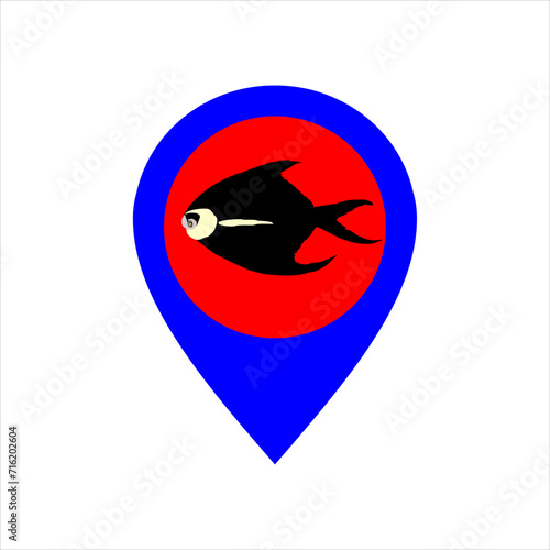 Illustration of a symbol for sharing the location of a seafood or fish food seller