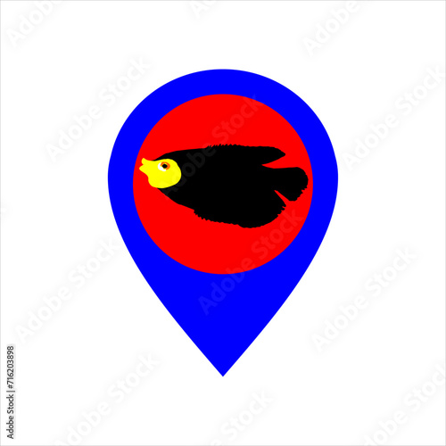 Illustration of a symbol for sharing the location of a seafood or fish food seller