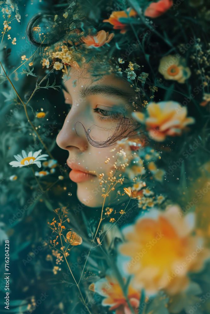 Beautiful Young woman with Flowers