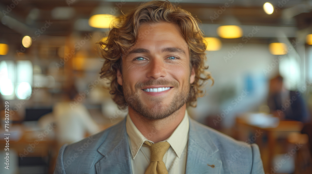 Close-up view of a smiling and confident white male business executive - CEO - Professor - Office worker - blurred background - motivated professional Close-up view of a smiling and confident white male business executive - CEO - Professor - Office worker - blurred background - motivated professional