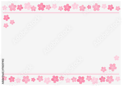 桜の花が美しい春の桜フレーム背景15薄色