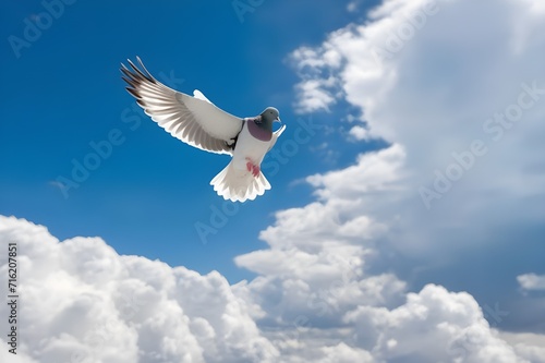  A-solitary-pigeon-gliding-amidst-the-clouds-in-a-serene-azure-sky