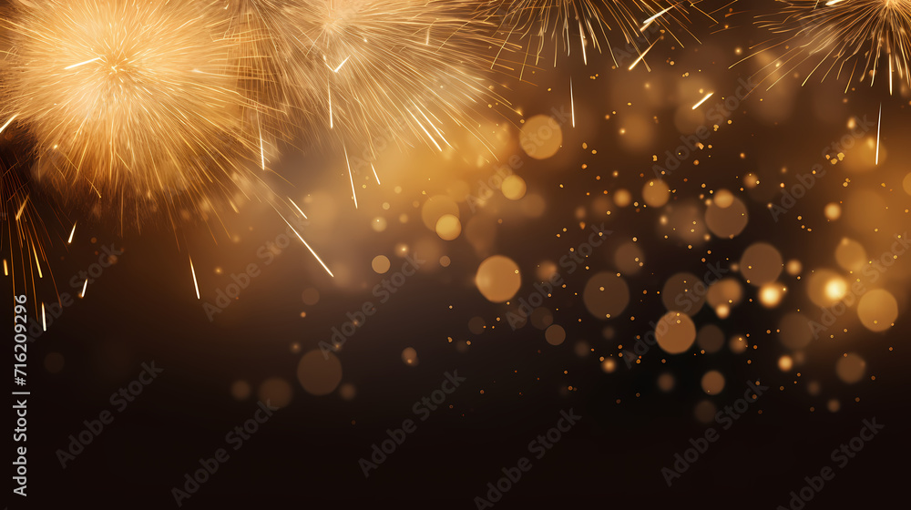 Fototapeta premium Beautiful creative holiday background with fireworks and sparkles