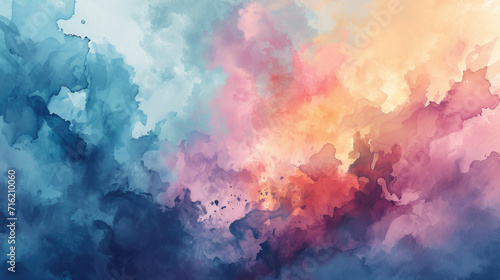 Soft pastel abstract watercolor background with a harmonious mix of pink, lavender and light blue © boxstock production