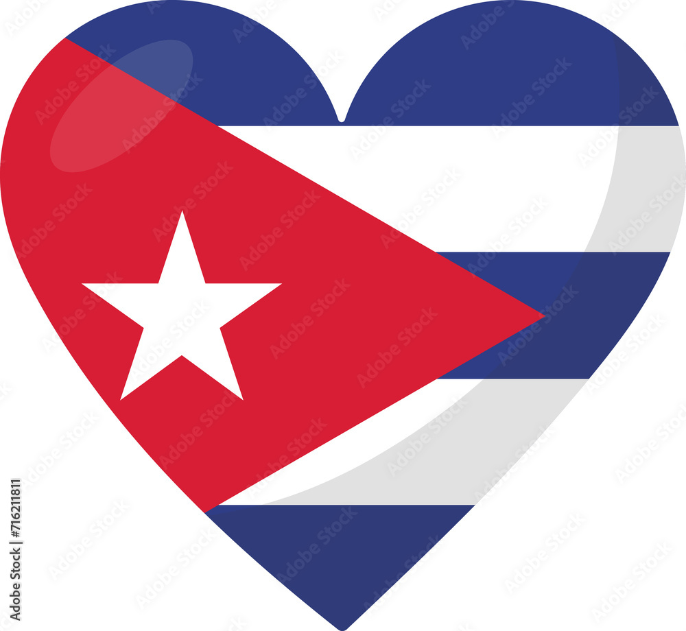 Cuba flag heart 3D style. Cuba flag heart 3D style.
