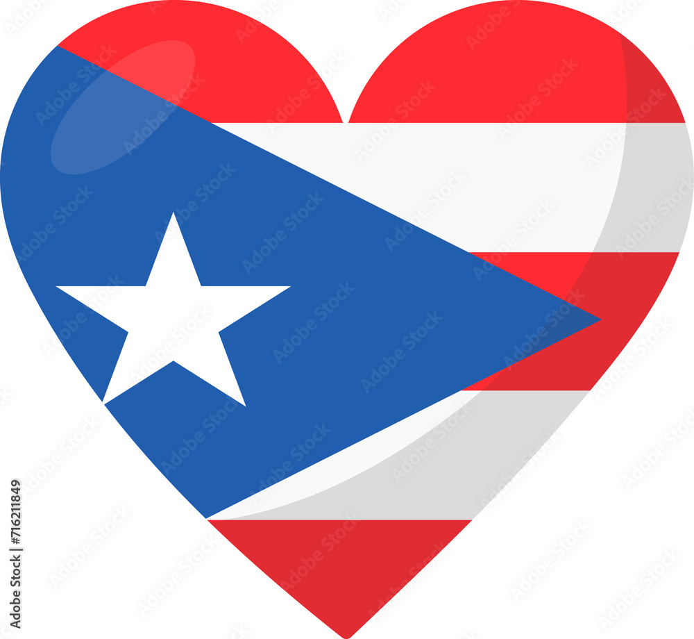Naklejka premium Puerto Rico flag heart 3D style.