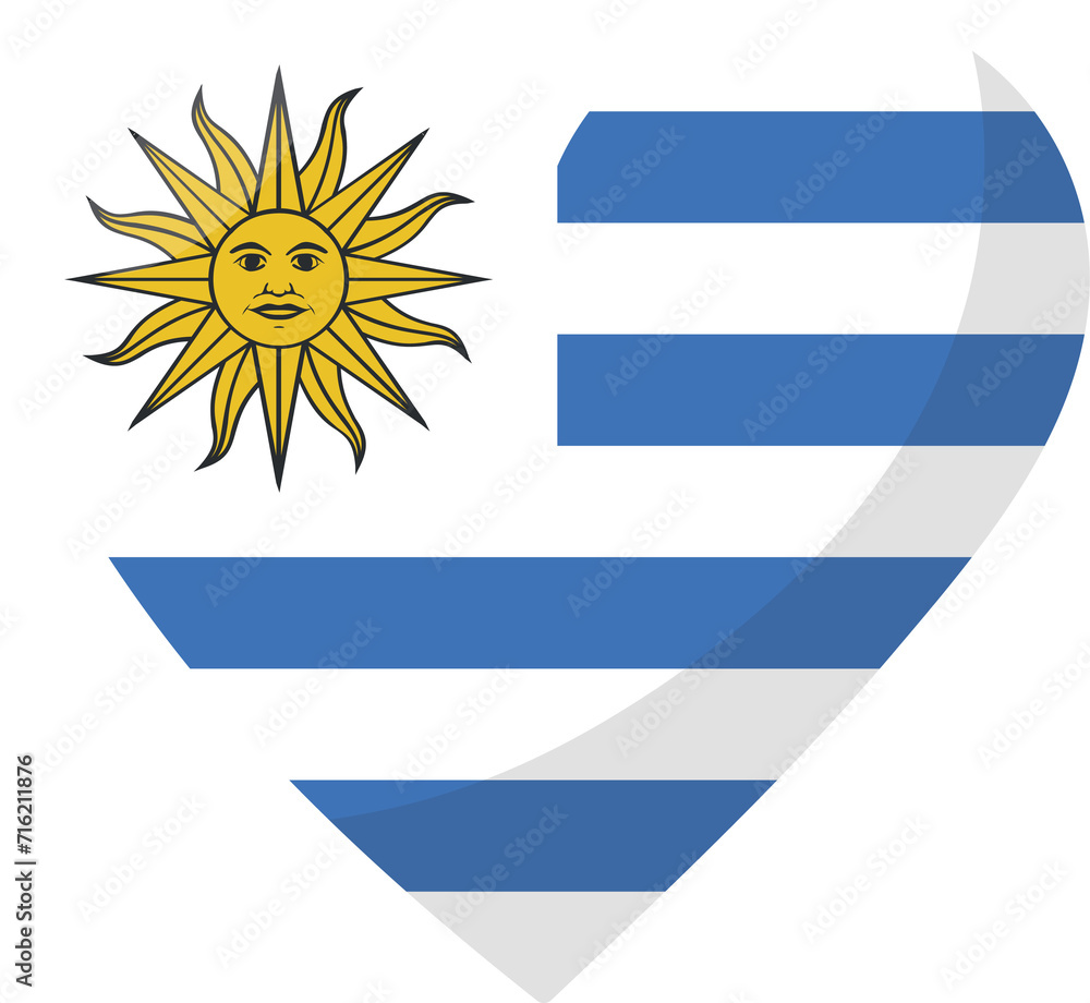 Fototapeta premium Uruguay flag heart 3D style.