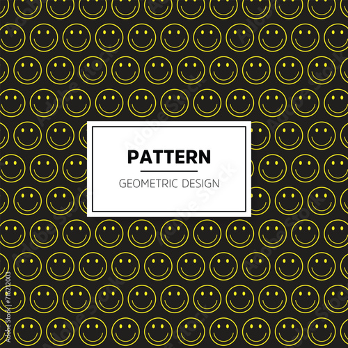 Seamless pattern Smiley face gold on white background. Vector illustration
