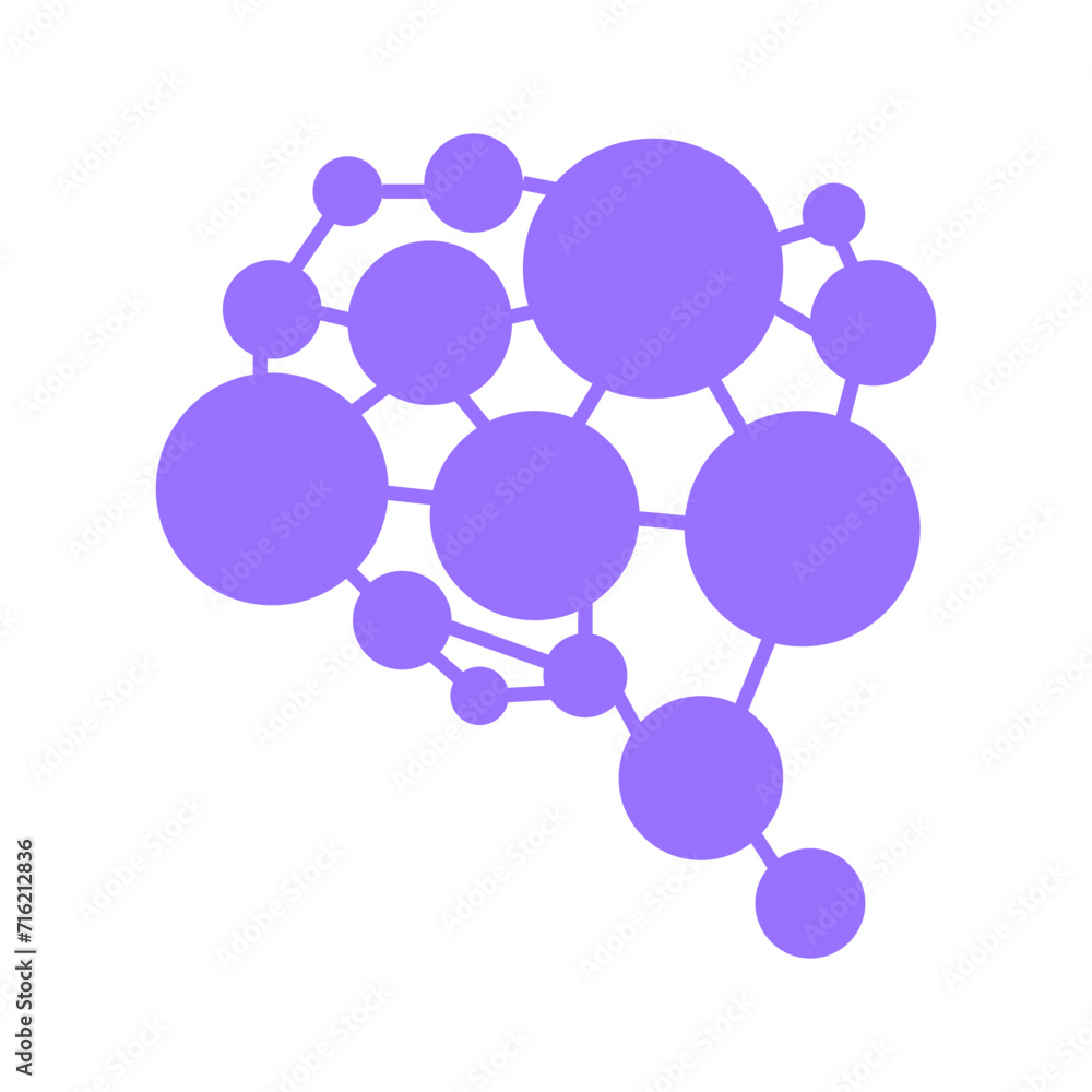 Brain dots connection icon vector illustration isolated on white background. Brain dots connection icon vector illustration isolated on white background.