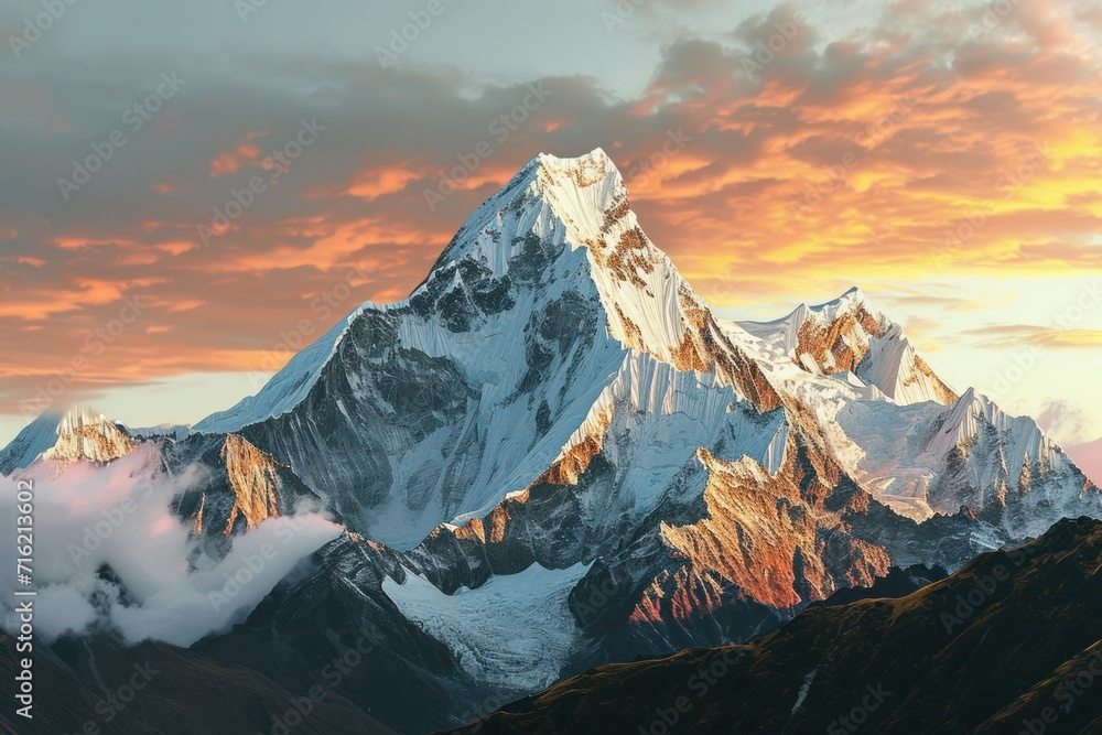 Explore the majestic allure of snow-capped mountain peaks
