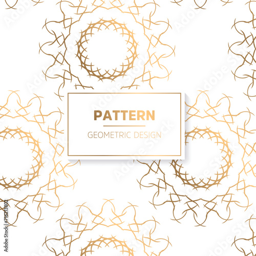 Seamless geometric pattern. Abstract vector background. Gold and white color.